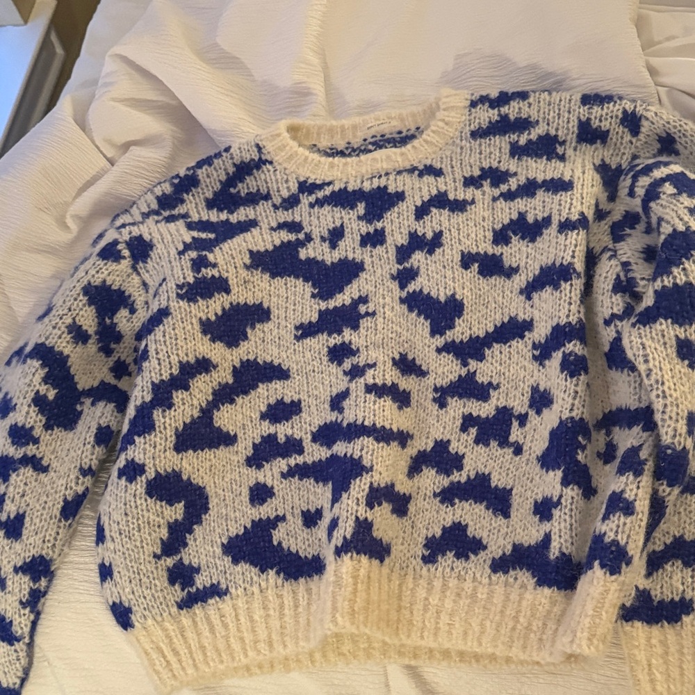 MOTHER Blue and Cream Patterned Sweater